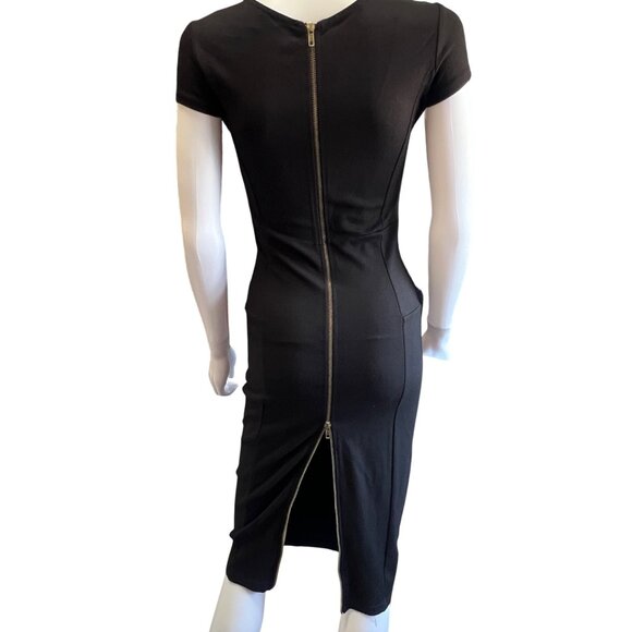 Felicity & Coco Dress Womens S Black Bodycon Midi Cap Sleeve Stretch - Picture 2 of 8